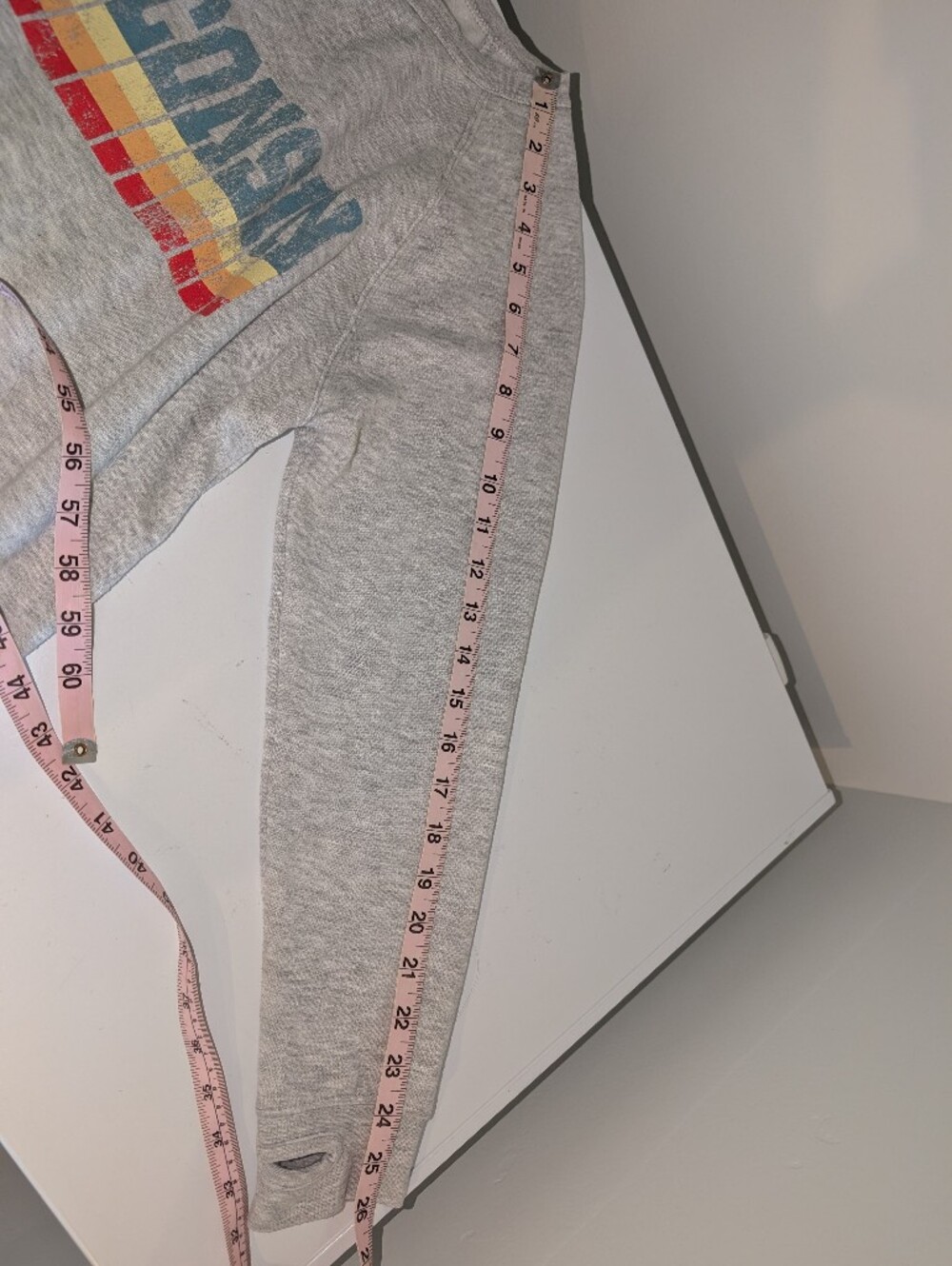 Women's Light Gray Crewneck with Colorful Distressed WISCONSIN Graphic - Picture 9 of 10